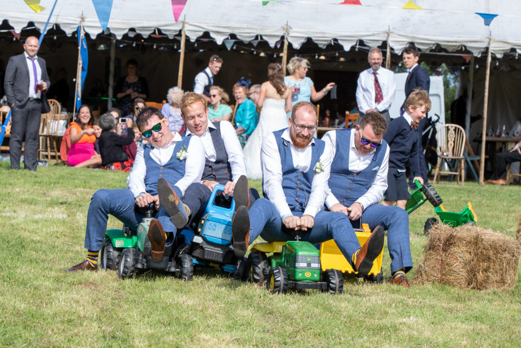 Groom and Friends on Toy Tractors