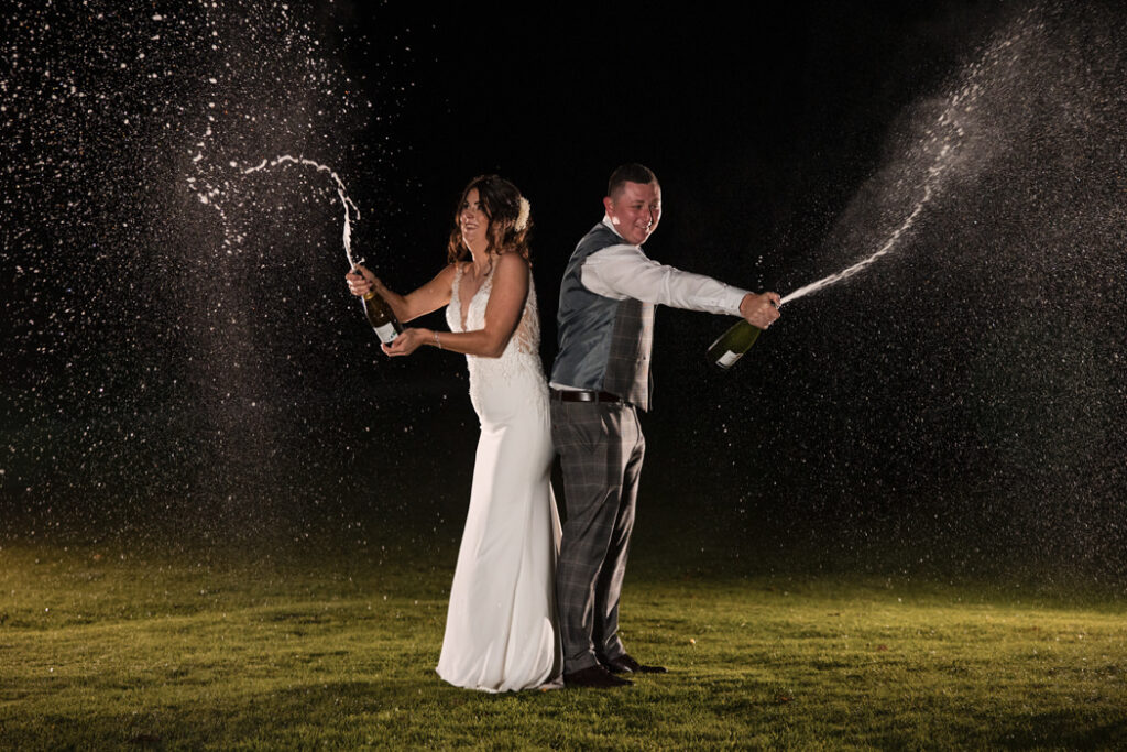 Bride and Groom with Champagne