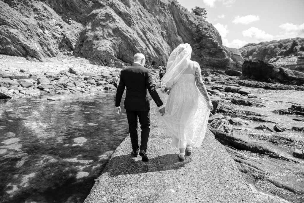 Bride and Groom Holding Hands