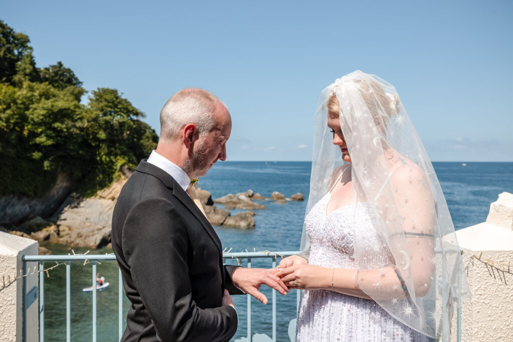 Wedding Photo with Sea in Background